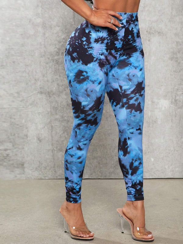 SXY Pantalones De Punto Con Estampado Tie-dye Para Mujer