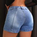 ICON Shorts De Mezclilla Ajustados Para Mujer Con Bolsillos Diagonales