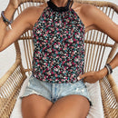 Frenchy Blusa De Mujer Sin Mangas Con Cuello Halter Y Estampado De Flores
