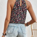 Frenchy Blusa De Mujer Sin Mangas Con Cuello Halter Y Estampado De Flores