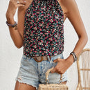 Frenchy Blusa De Mujer Sin Mangas Con Cuello Halter Y Estampado De Flores