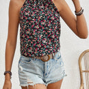 Frenchy Blusa De Mujer Sin Mangas Con Cuello Halter Y Estampado De Flores