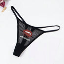 Ropa Interior Sexy Con Diseno De Patron De Labios De Encaje Transpirable Y Tanga Para Mujeres
