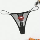 Ropa Interior Sexy Con Diseno De Patron De Labios De Encaje Transpirable Y Tanga Para Mujeres