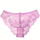 5 Piezas/conjunto De Lenceria Sexy De Encaje De Cintura Baja Para Mujer, Encaje Transpirable Ahuecado, Estilo Europeo Americano, Bragas Triangulares Con Diseno Levantador De Gluteos