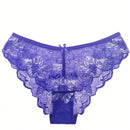 5 Piezas/conjunto De Lenceria Sexy De Encaje De Cintura Baja Para Mujer, Encaje Transpirable Ahuecado, Estilo Europeo Americano, Bragas Triangulares Con Diseno Levantador De Gluteos