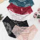 5 Piezas/set Ropa Interior Femenina Sexy Triangular Con Encaje Hueco Y Cintura Media Alta