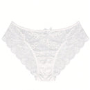 5 Piezas/set Ropa Interior Femenina Sexy Triangular Con Encaje Hueco Y Cintura Media Alta