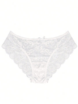 5 Piezas/set Ropa Interior Femenina Sexy Triangular Con Encaje Hueco Y Cintura Media Alta