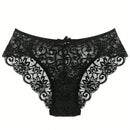 5 Piezas/set Ropa Interior Femenina Sexy Triangular Con Encaje Hueco Y Cintura Media Alta