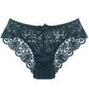 5 Piezas/set Ropa Interior Femenina Sexy Triangular Con Encaje Hueco Y Cintura Media Alta