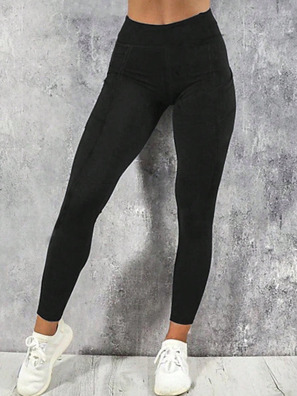 Leggings De Entrenamiento De Yoga Y Fitness Con Cintura Alta Para Mujer Con Bolsillos Laterales, Que Levanta Los Gluteos Y Controla El Abdomen