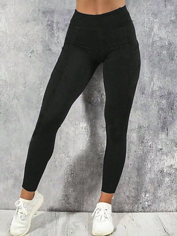 Leggings De Entrenamiento De Yoga Y Fitness Con Cintura Alta Para Mujer Con Bolsillos Laterales, Que Levanta Los Gluteos Y Controla El Abdomen