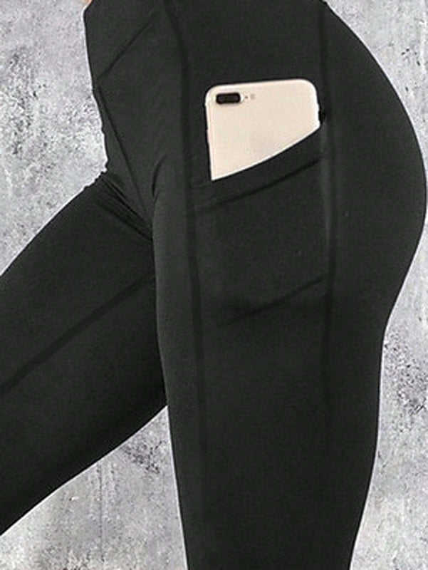 Leggings De Entrenamiento De Yoga Y Fitness Con Cintura Alta Para Mujer Con Bolsillos Laterales, Que Levanta Los Gluteos Y Controla El Abdomen