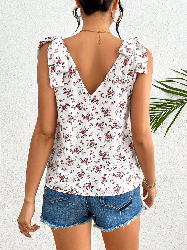 Frenchy Blusa Para Mujer Con Nudo En El Hombro Y Estampado Floral