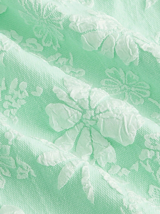 Mod vestido floral jacquard de cuello cuadrado de manga farol