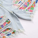 Pantalones Cortos De Mezclilla Rotos Estampados
