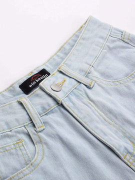 Pantalones Cortos De Mezclilla Rotos Estampados