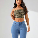 Shorts De Mezclilla Con Punos Enrollados Y Ajuste Delgado Para Mujer