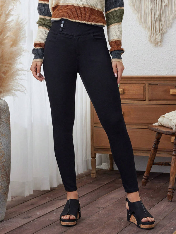 LUNE Pantalones largos para mujer de diseno simple y color puro