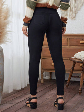 LUNE Pantalones largos para mujer de diseno simple y color puro