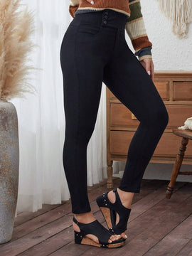 LUNE Pantalones largos para mujer de diseno simple y color puro