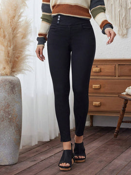 LUNE Pantalones largos para mujer de diseno simple y color puro