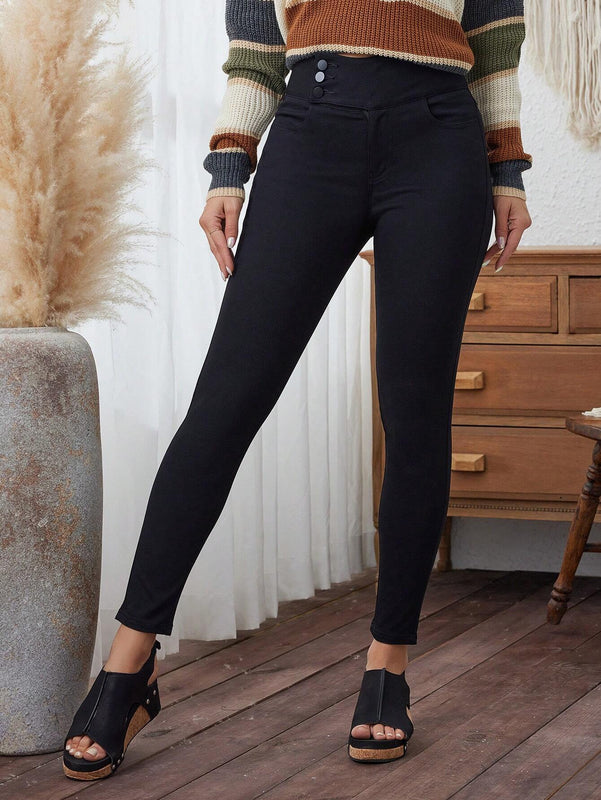LUNE Pantalones largos para mujer de diseno simple y color puro