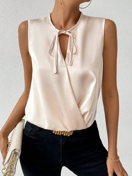 Frenchy Camisa Estilo Cruzada De Color Liso Con Cinturon