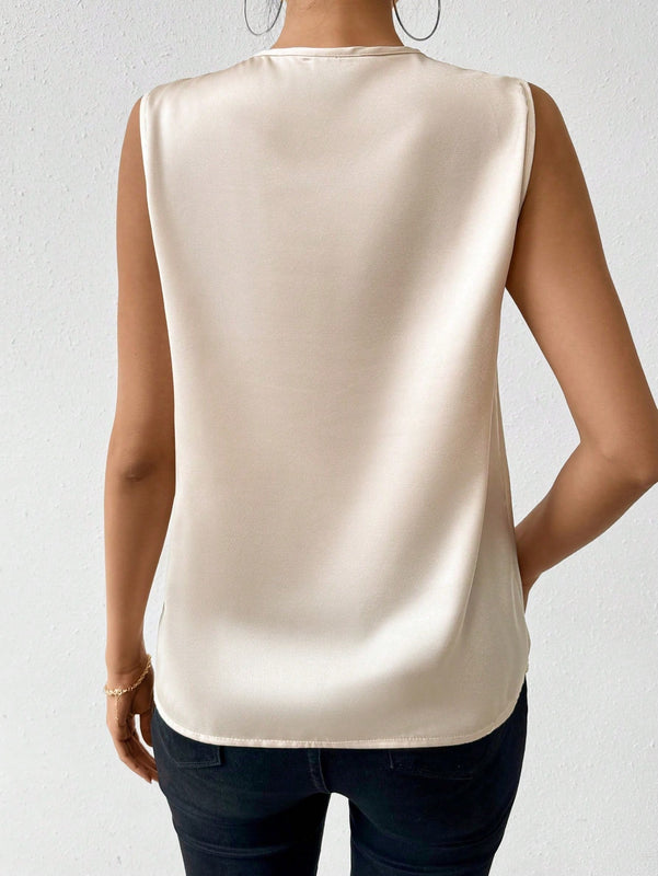 Frenchy Camisa Estilo Cruzada De Color Liso Con Cinturon