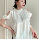 Dazy Designer Camisa de hombros abiertos de unicolor para dama