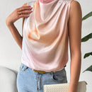 Essnce Blusa Sin Mangas Con Diseno De Tenido Anudado Y Cuello De Cowl Para Mujer