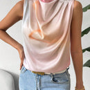 Essnce Blusa Sin Mangas Con Diseno De Tenido Anudado Y Cuello De Cowl Para Mujer