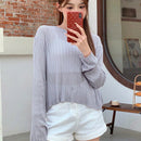 DAZY Sweater De Punto Suelto De Color Solido Con Mangas Largas, Cuello Redondo, Diseno De Espalda Abierta Y Correas Para Atar