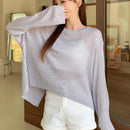 DAZY Sweater De Punto Suelto De Color Solido Con Mangas Largas, Cuello Redondo, Diseno De Espalda Abierta Y Correas Para Atar