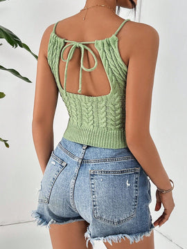 Essnce Camiseta Sin Mangas Con Cuello Halter Y Punto Torcido Para Mujer