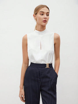 BIZwear Blusa De Mujer Sin Mangas Con Cuello Alto