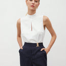 BIZwear Blusa De Mujer Sin Mangas Con Cuello Alto