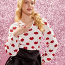 Marilyn Monroe X  1 Pieza Blusa Con Mangas De Linterna Sin Cuello Con Impresion Completa De Flores
