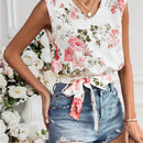 Camisa Floral Con Lazada Delantera