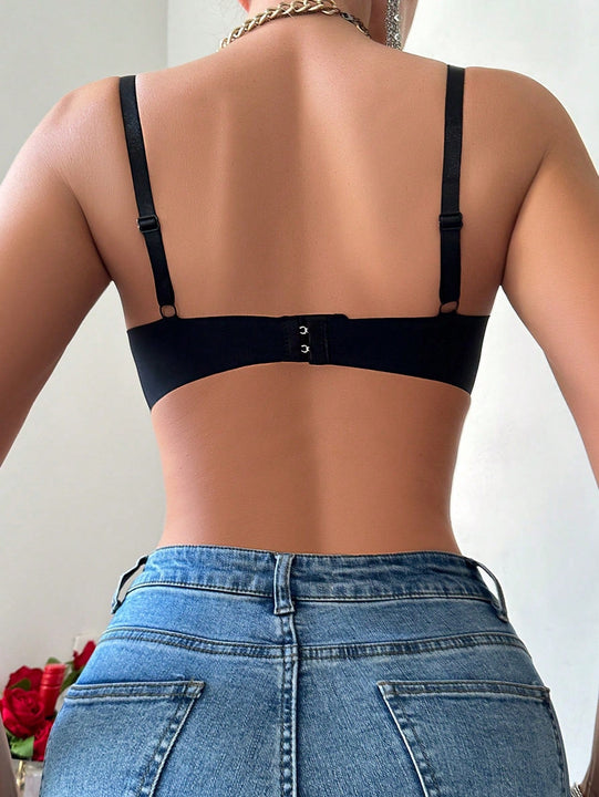 Sujetador Con Ribete De Encaje Sin Aros Para Mujer