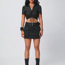 Coolane Camisa Corta A Rayas Con Cuello Con Cordon