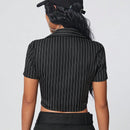 Coolane Camisa Corta A Rayas Con Cuello Con Cordon