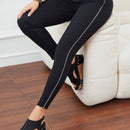 LUNE Pantalones ajustados con cintura alta para mujer con bloque de color y ribete de contraste