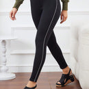 LUNE Pantalones ajustados con cintura alta para mujer con bloque de color y ribete de contraste