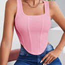 BAE Camiseta Sin Mangas De Asimetrica Hem De Color Solido Para Mujer