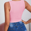 BAE Camiseta Sin Mangas De Asimetrica Hem De Color Solido Para Mujer