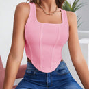 BAE Camiseta Sin Mangas De Asimetrica Hem De Color Solido Para Mujer