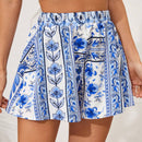 VCAY Pantalones Cortos De Cintura Elastica Para Mujeres Con Impresion Completa De Vacaciones