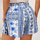 VCAY Pantalones Cortos De Cintura Elastica Para Mujeres Con Impresion Completa De Vacaciones